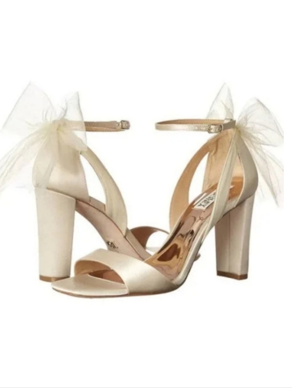 EUC Badgley Mischka 'Kim' Mesh Bow Block Heel, Size 10